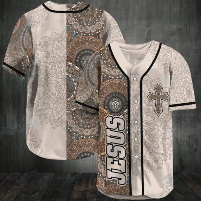 Jesus Baseball Jersey Mandala Pattern Christian Gift For Men