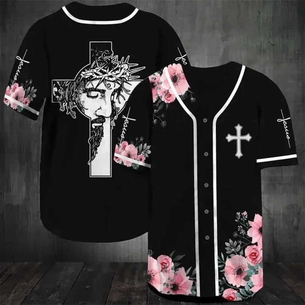 Jesus Baseball Jersey God And Flower Of Faith Christian Gift For Men