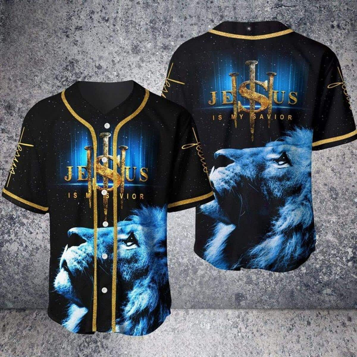 Lion Jesus Is My Savior Baseball Jersey Christian Gift For Men