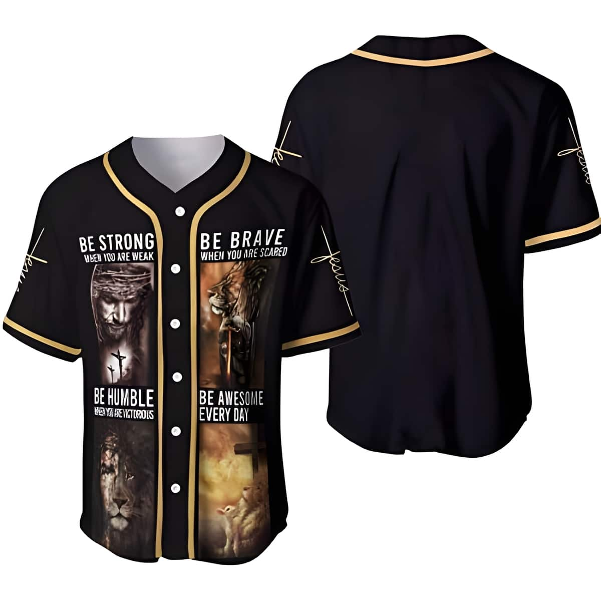 Jesus Baseball Jersey Christian Be Strong Be Brave Be Humble Be Awesome