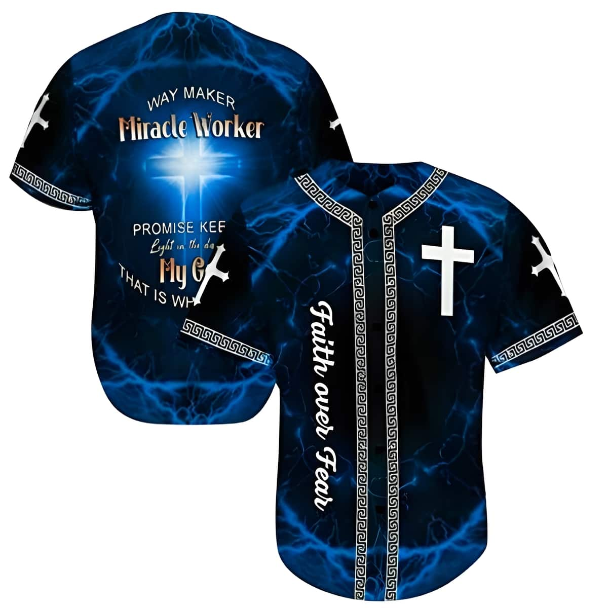 Jesus Baseball Jersey Way Maker Miracle Worker Faith Over Fear