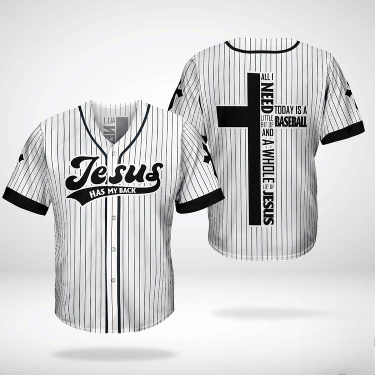 Jesus Has My Back Baseball Jersey