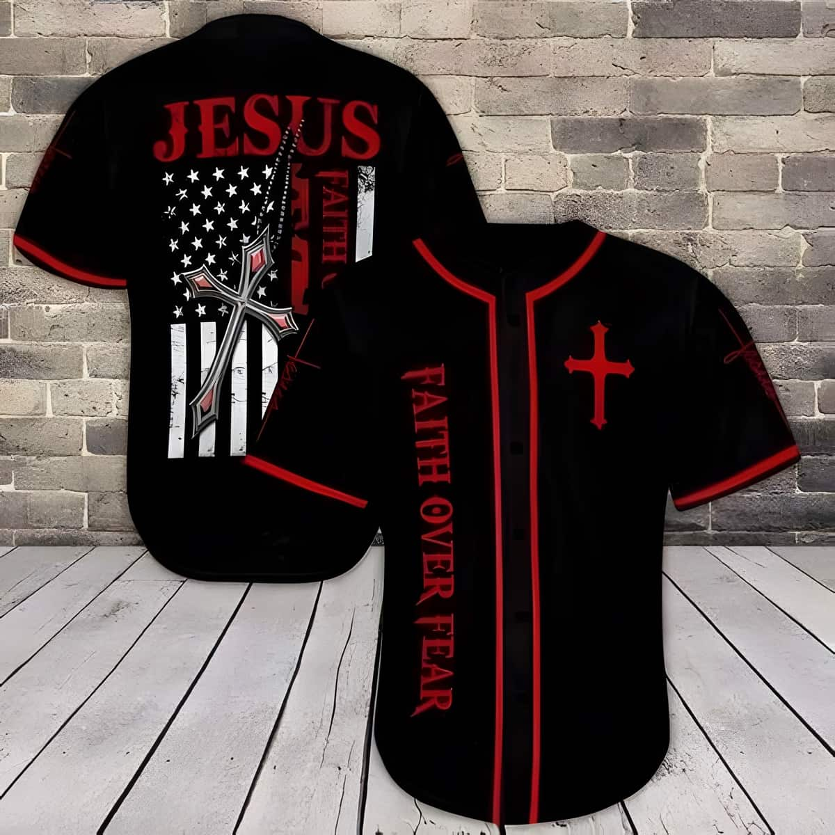 Jesus Baseball Jersey Faith Over Fear Best Christian Gift