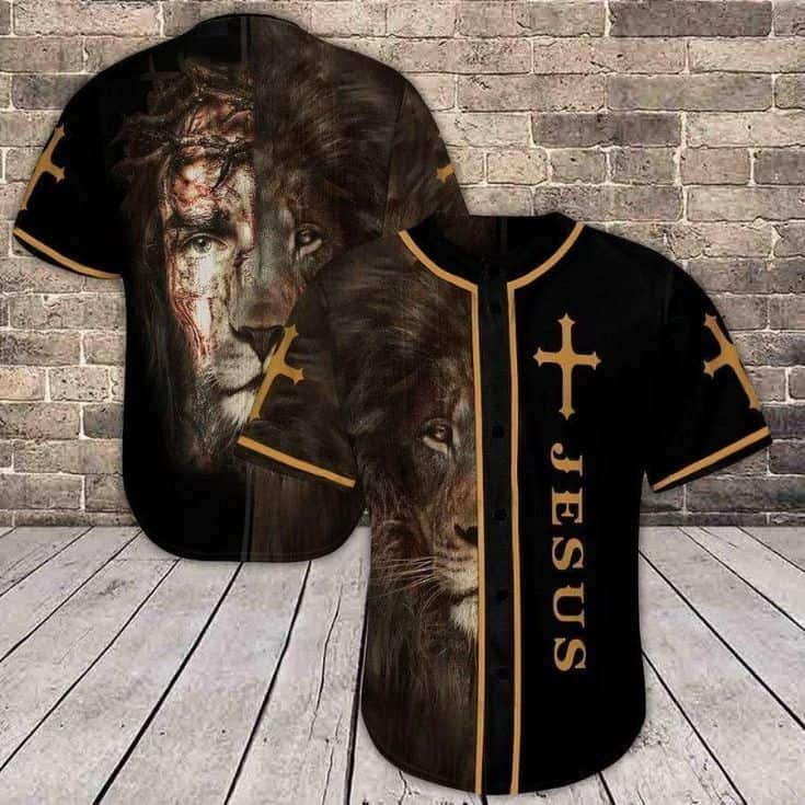 Jesus And Lion Baseball Jersey Gift For Christian Friend