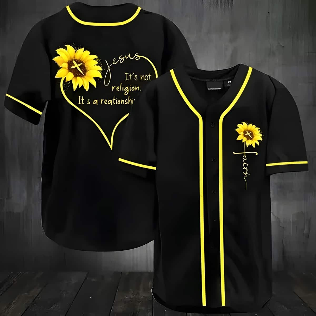 Jesus Baseball Jersey Sunflower It’s Not A Religion It’s A Relationship