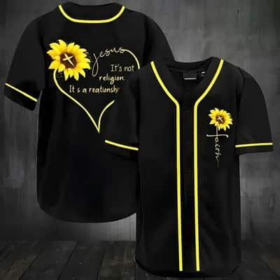 Jesus Baseball Jersey Sunflower It&rsquo;s Not A Religion It&rsquo;s A Relationship