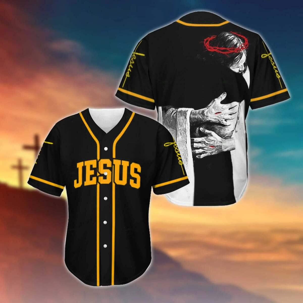 Jesus God's Hug Baseball Jersey Christian Gift For Husband