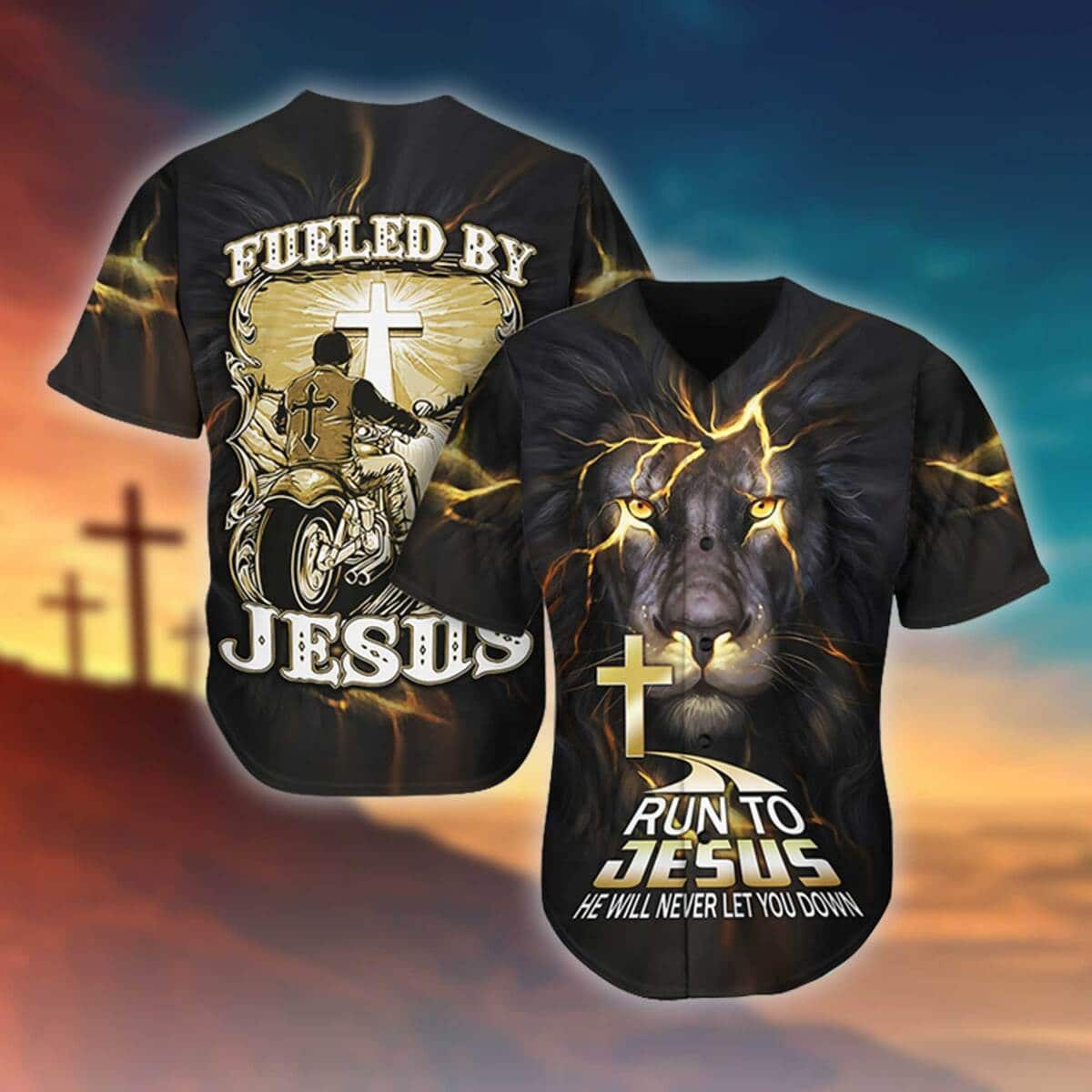 Fueled By Jesus Baseball Jersey Run To Jesus He Will Never Let You Down