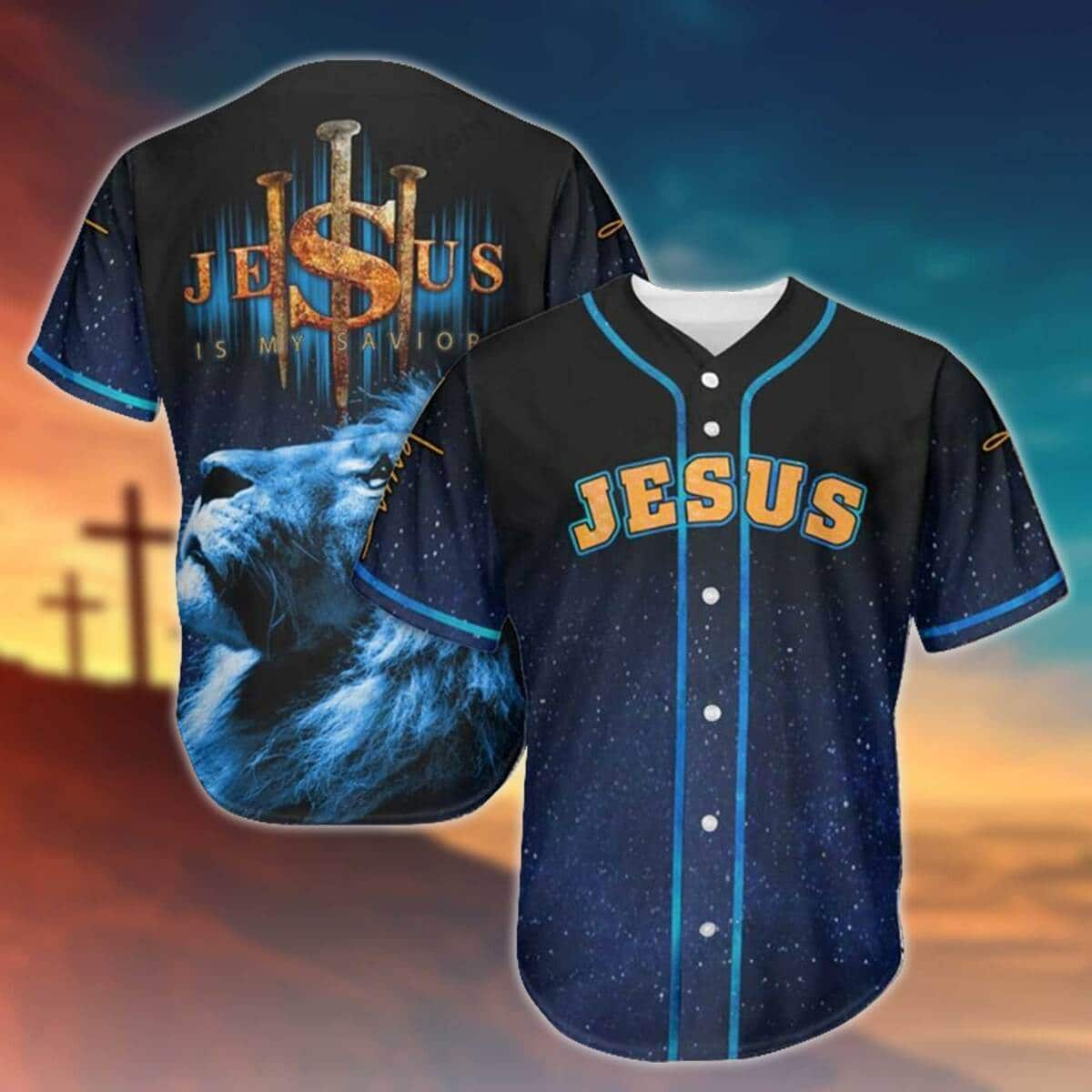 Lion And Jesus My Savior Baseball Jersey Best Christian Gift