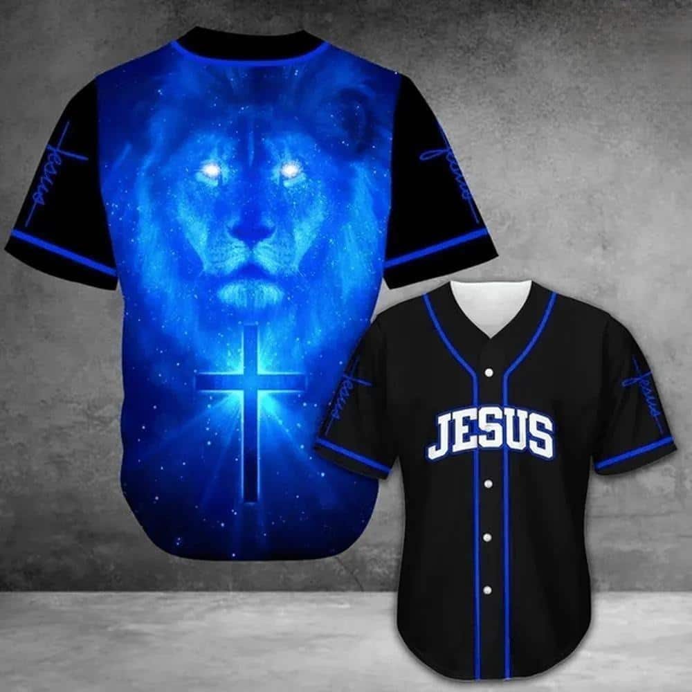 Lion King And Christian Cross Jesus Baseball Jersey Christian Gift For Men