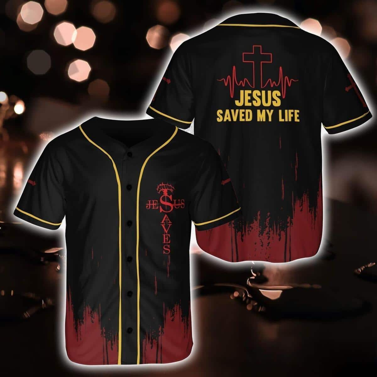 Jesus Saved My Life Baseball Jersey Christian Gift For Husband