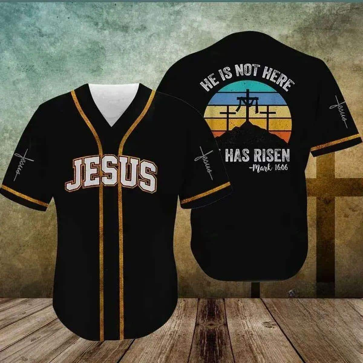 Vintage Jesus Baseball Jersey He Is Not Here He Has Risen