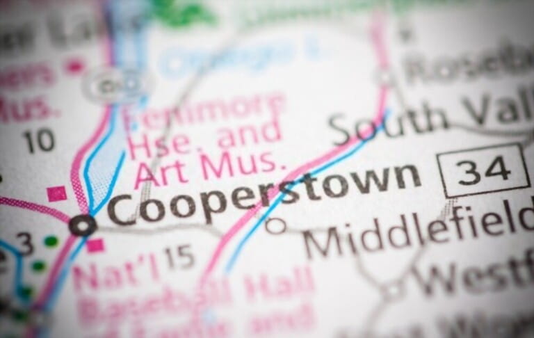 Cooperstown location paper map Cooperstown location paper map