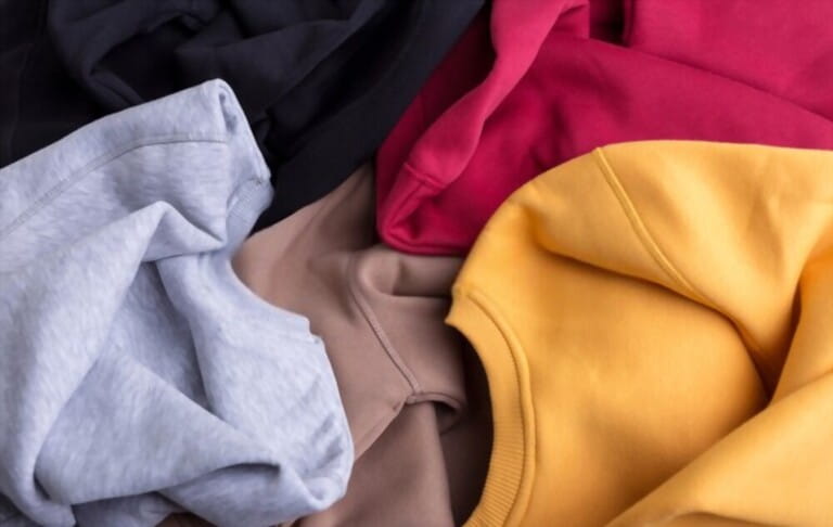 concept colorful warm blank sweatshirts closeup