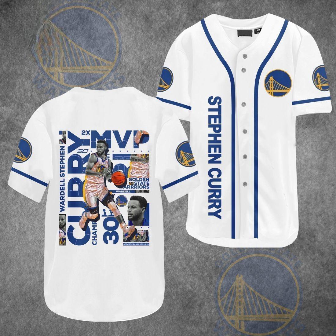 Wardell Stephen Curry NBA Golden State Warriors Baseball Jersey