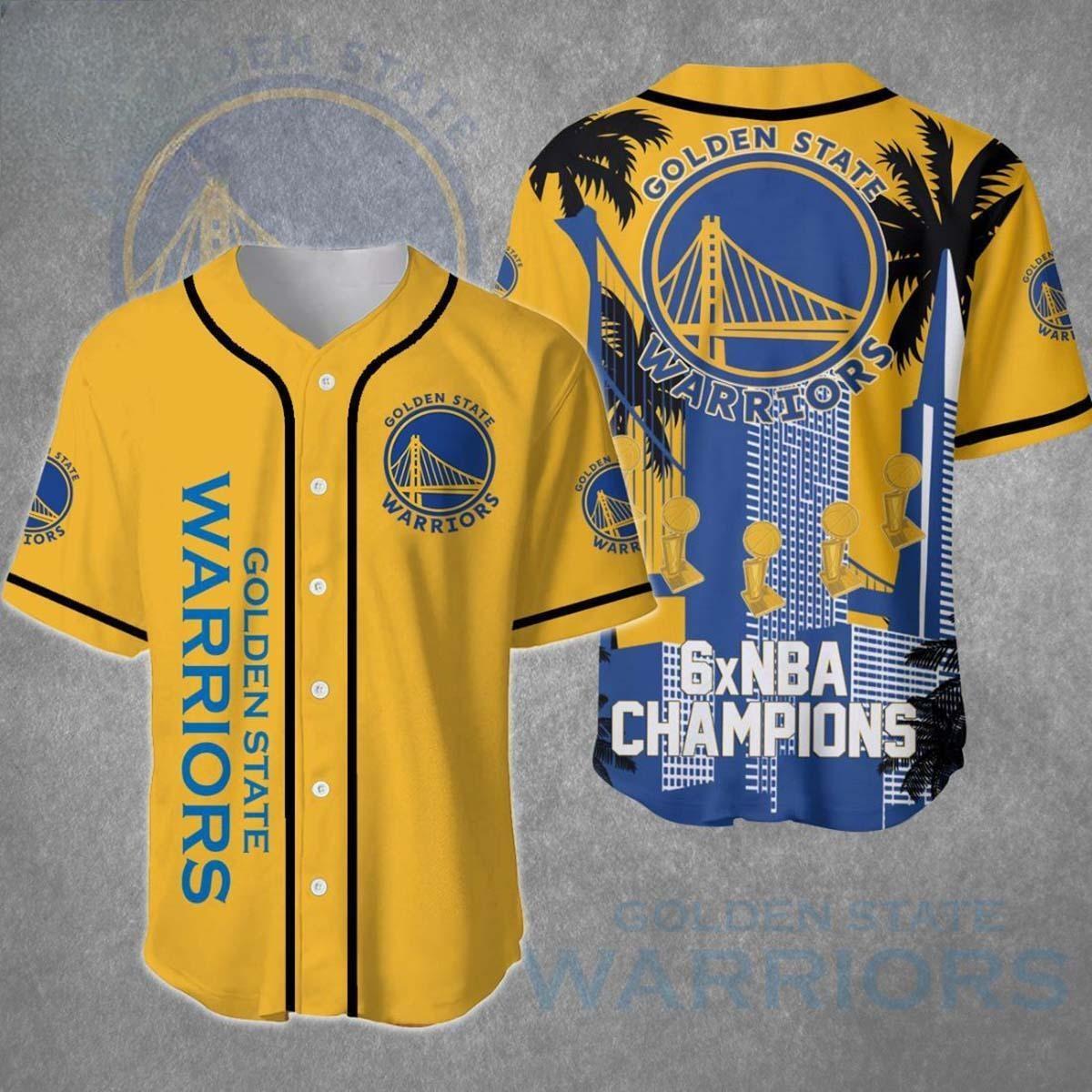 Golden State Warriors Baseball Jersey 6 NBA Champions