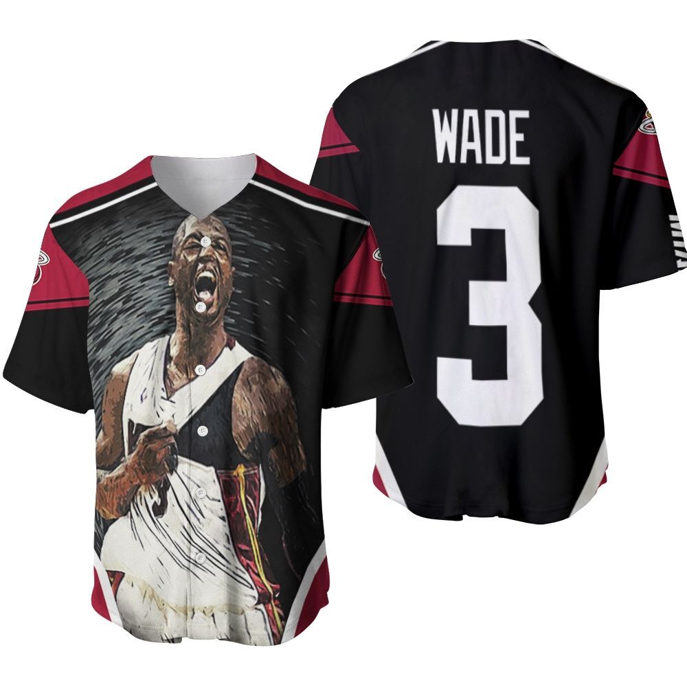 Dwyane Wade 3 NBA Miami Heat Strong Warrior Legend Baseball Jersey