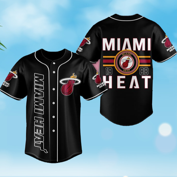 Black NBA Miami Heat Baseball Jersey Sports Gift For Husband