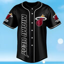 Black NBA Miami Heat Baseball Jersey Sports Gift For Husband Black NBA Miami Heat Baseball Jersey Sports Gift For Husband