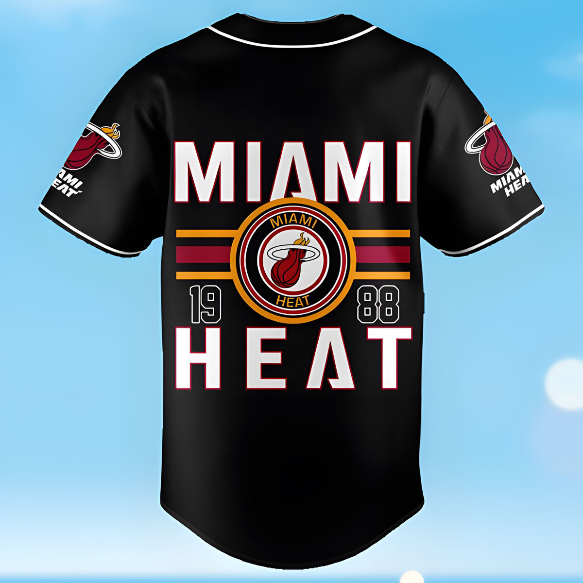 Black NBA Miami Heat Baseball Jersey Sports Gift For Husband Black NBA Miami Heat Baseball Jersey Sports Gift For Husband