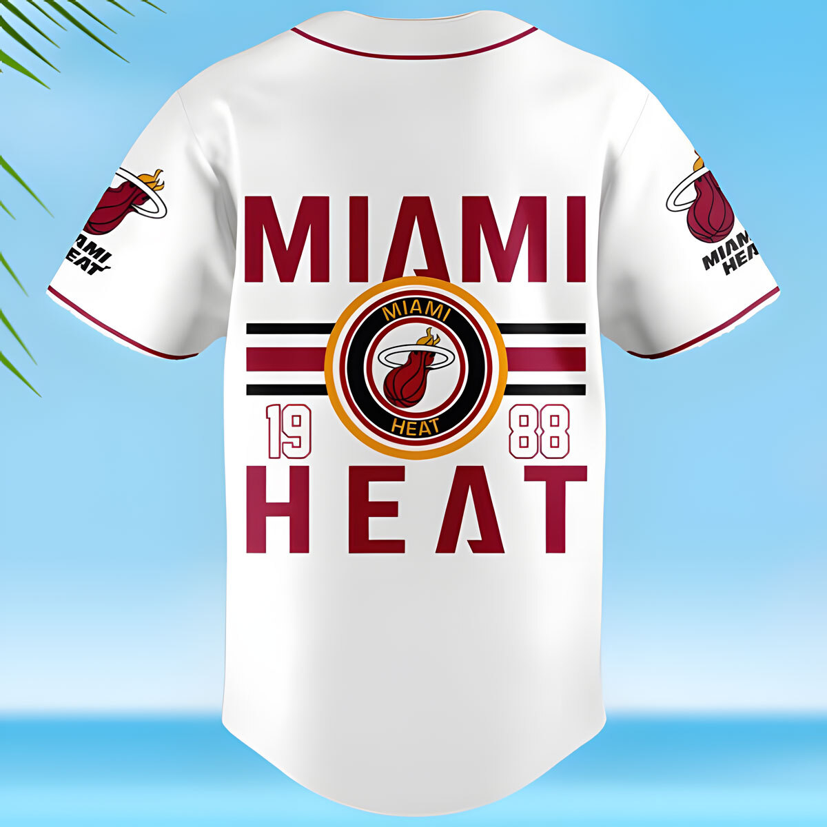 NBA Miami Heat 1988 White Baseball Jersey Sports Gift For Best Friend NBA Miami Heat 1988 White Baseball Jersey Sports Gift For Best Friend