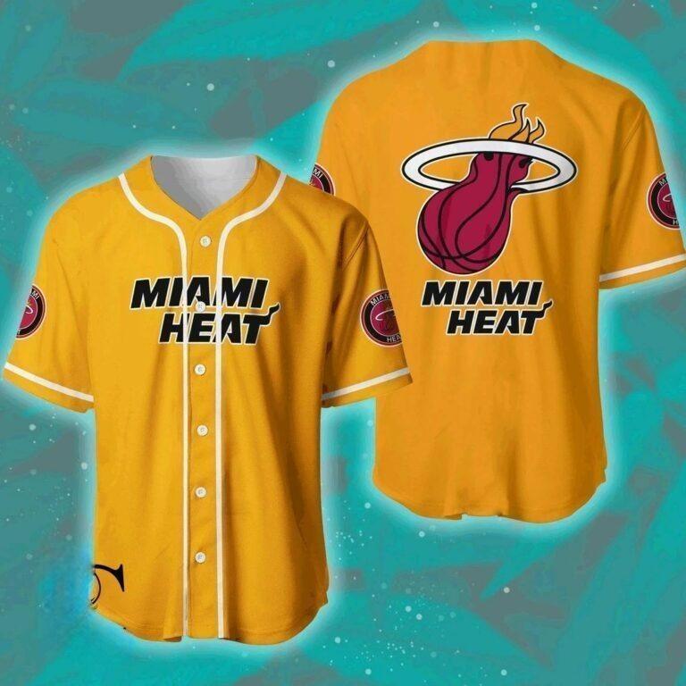 Yellow NBA Miami Heat Baseball Jersey Sports Gift For Him