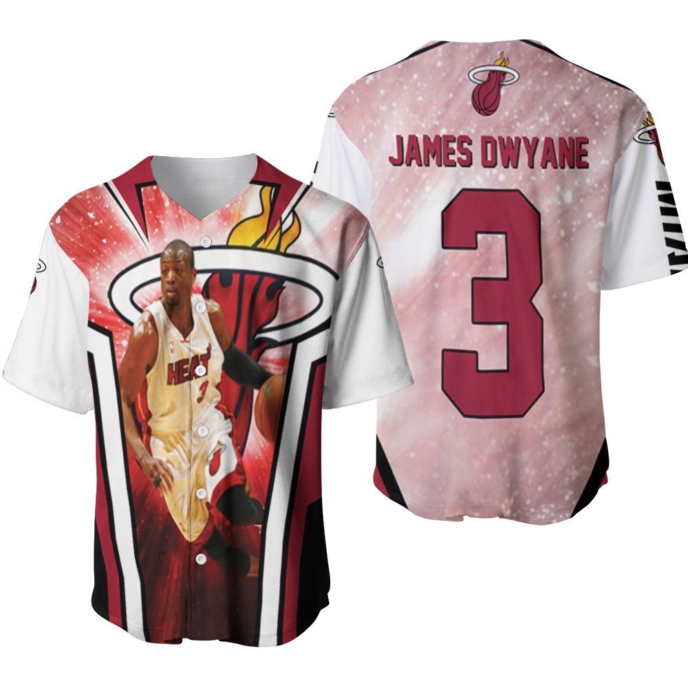 NBA Miami Heat James Dwyane 3 Baseball Jersey