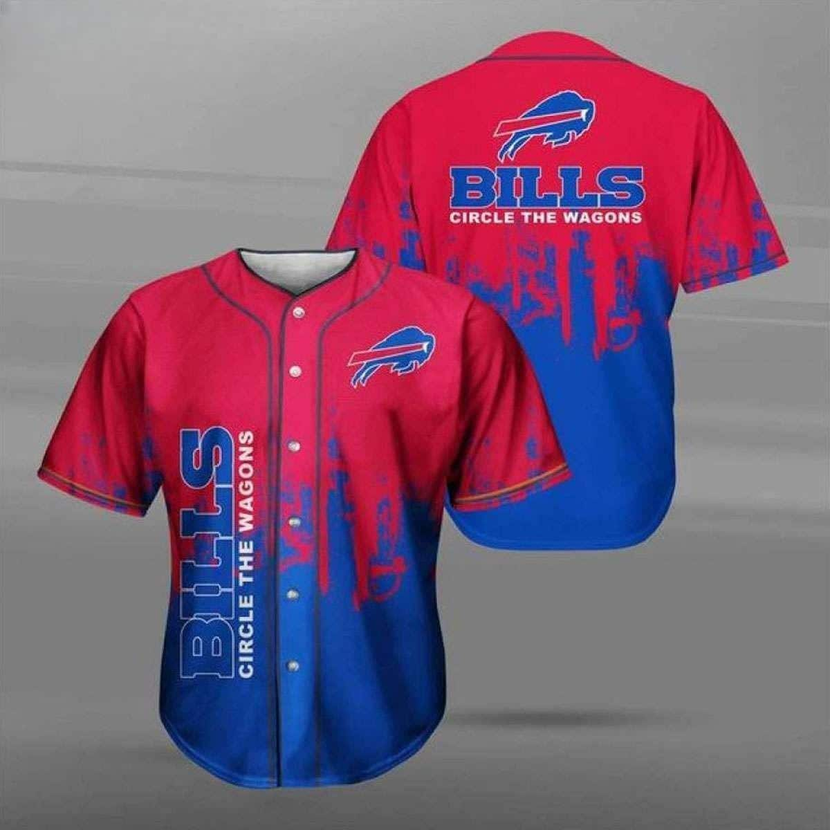 NFL Buffalo Bills Baseball Jersey Circle The Wagons Gift For Football Fans