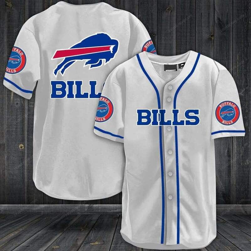 White NFL Buffalo Bills Baseball Jersey Gift For Football Fans