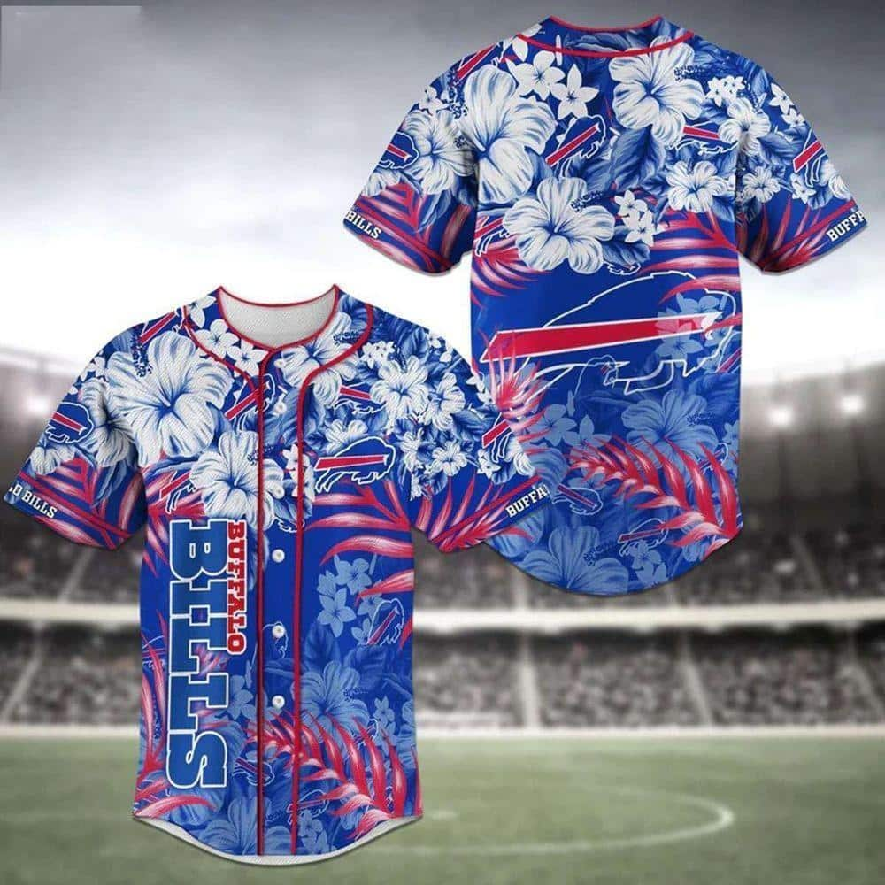 NFL Buffalo Bills Baseball Jersey Hibiscus Flower Pattern