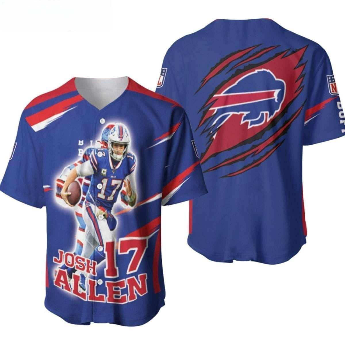 NFL Buffalo Bills Baseball Jersey Josh Allen 17