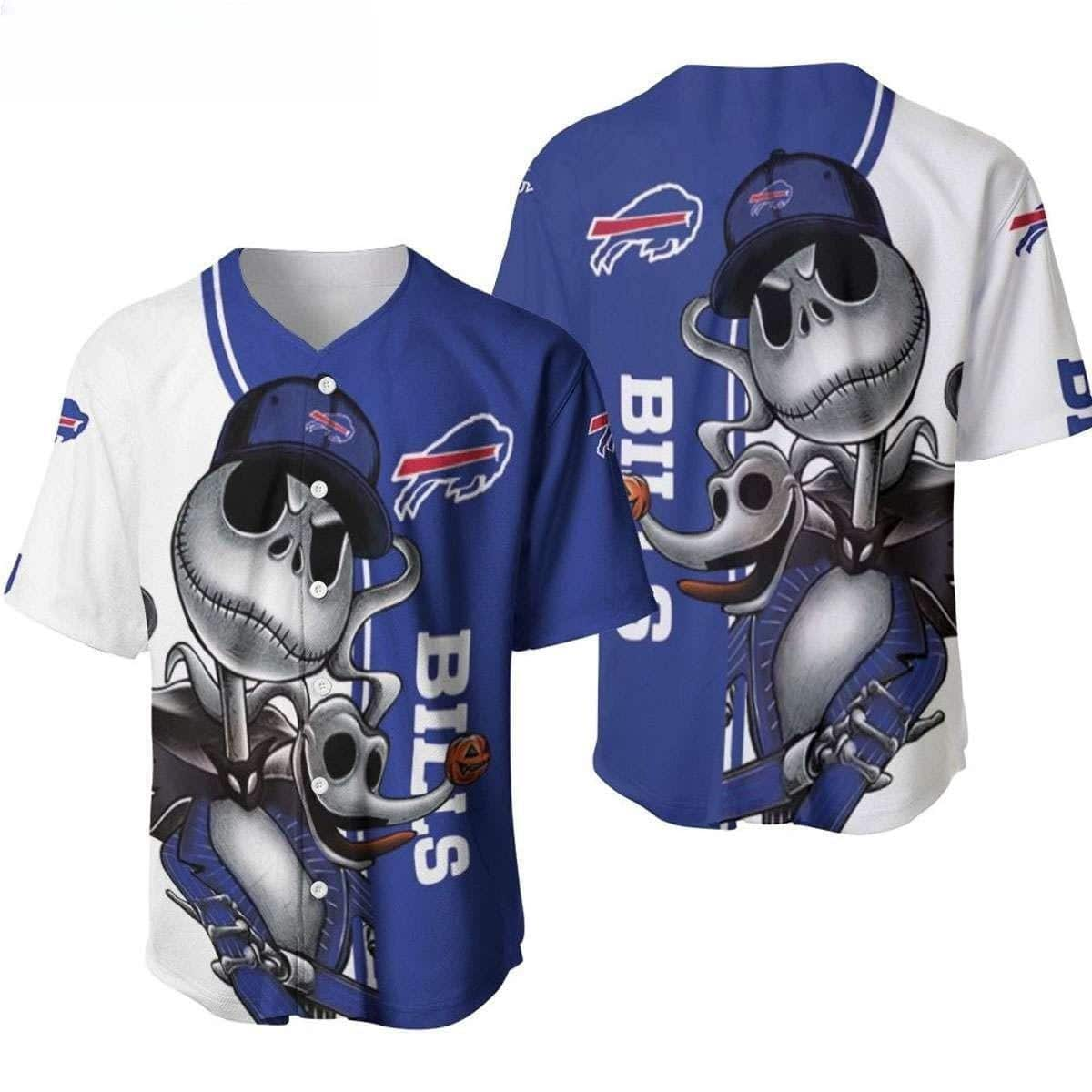 Jack Skellington And Zero NFL Buffalo Bills Baseball Jersey