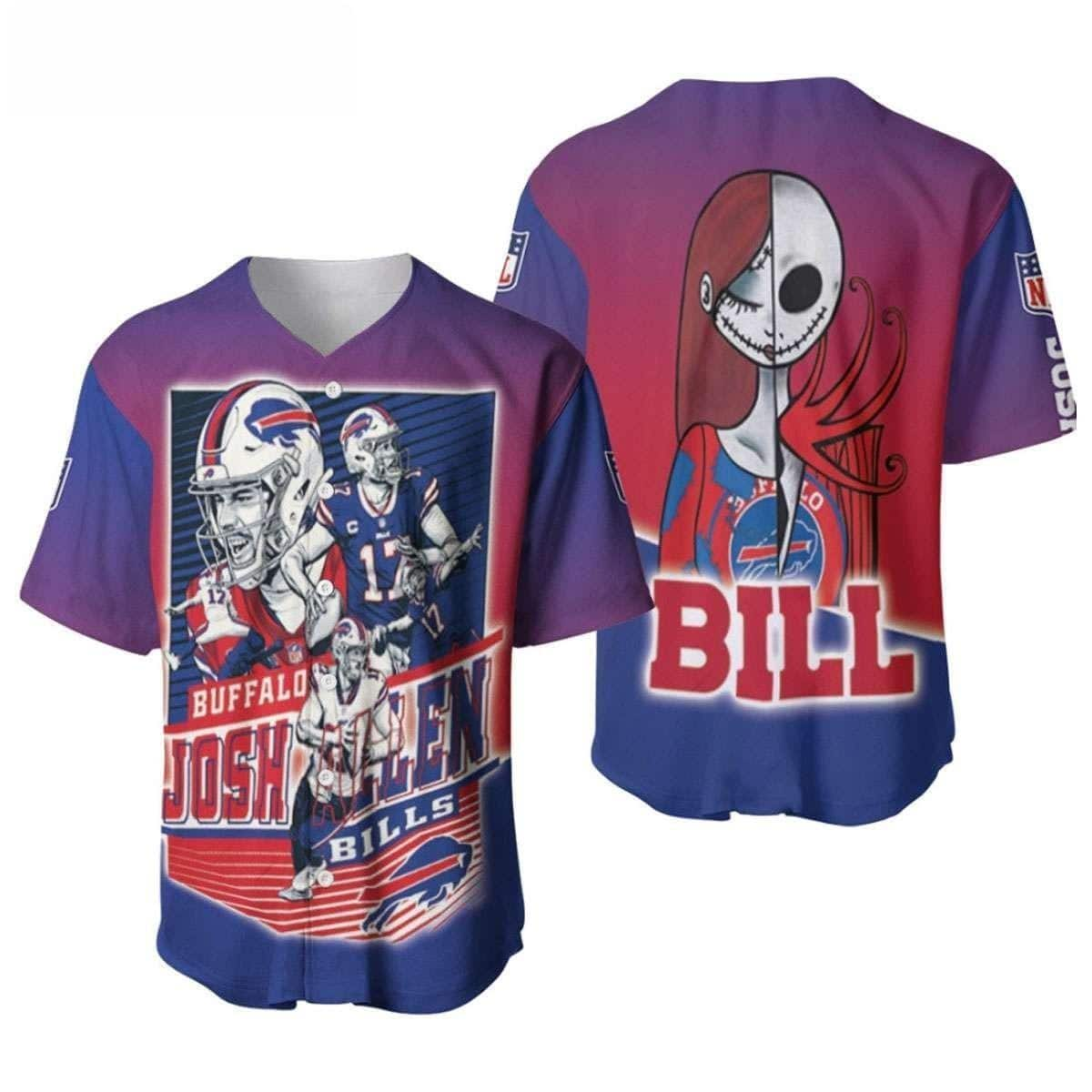 NFL Buffalo Bills Baseball Jersey Jack Skellington And Sally