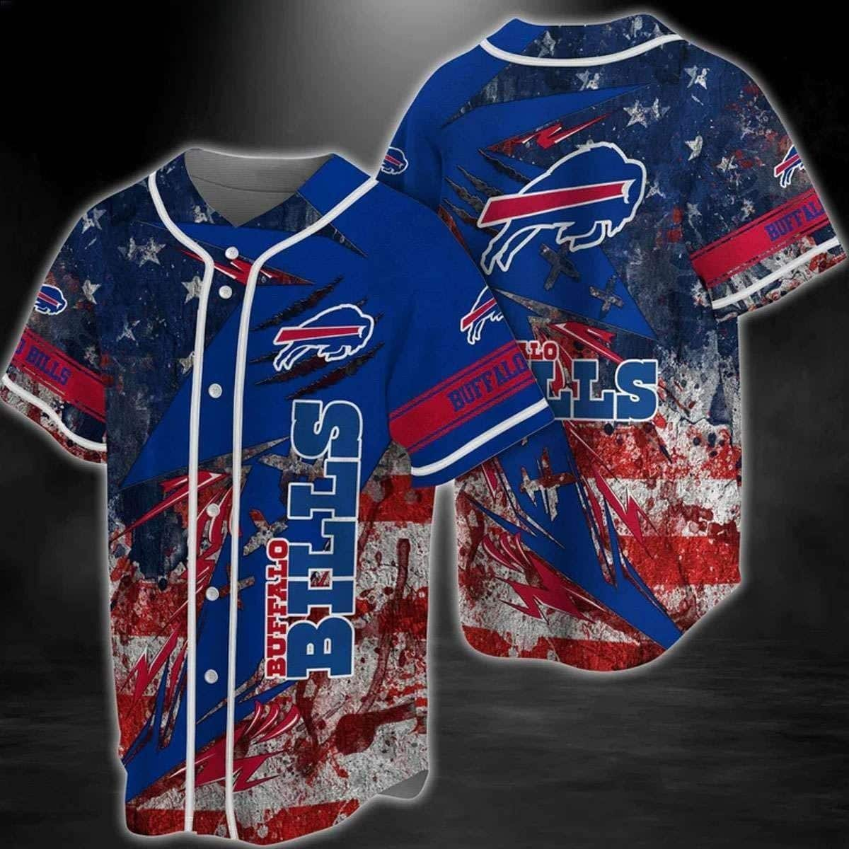 NFL Buffalo Bills Baseball Jersey American Flag Gift For Him