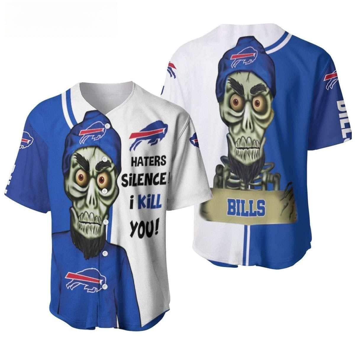 NFL Buffalo Bills Baseball Jersey Haters I Kill You Gift For Sporty Husband