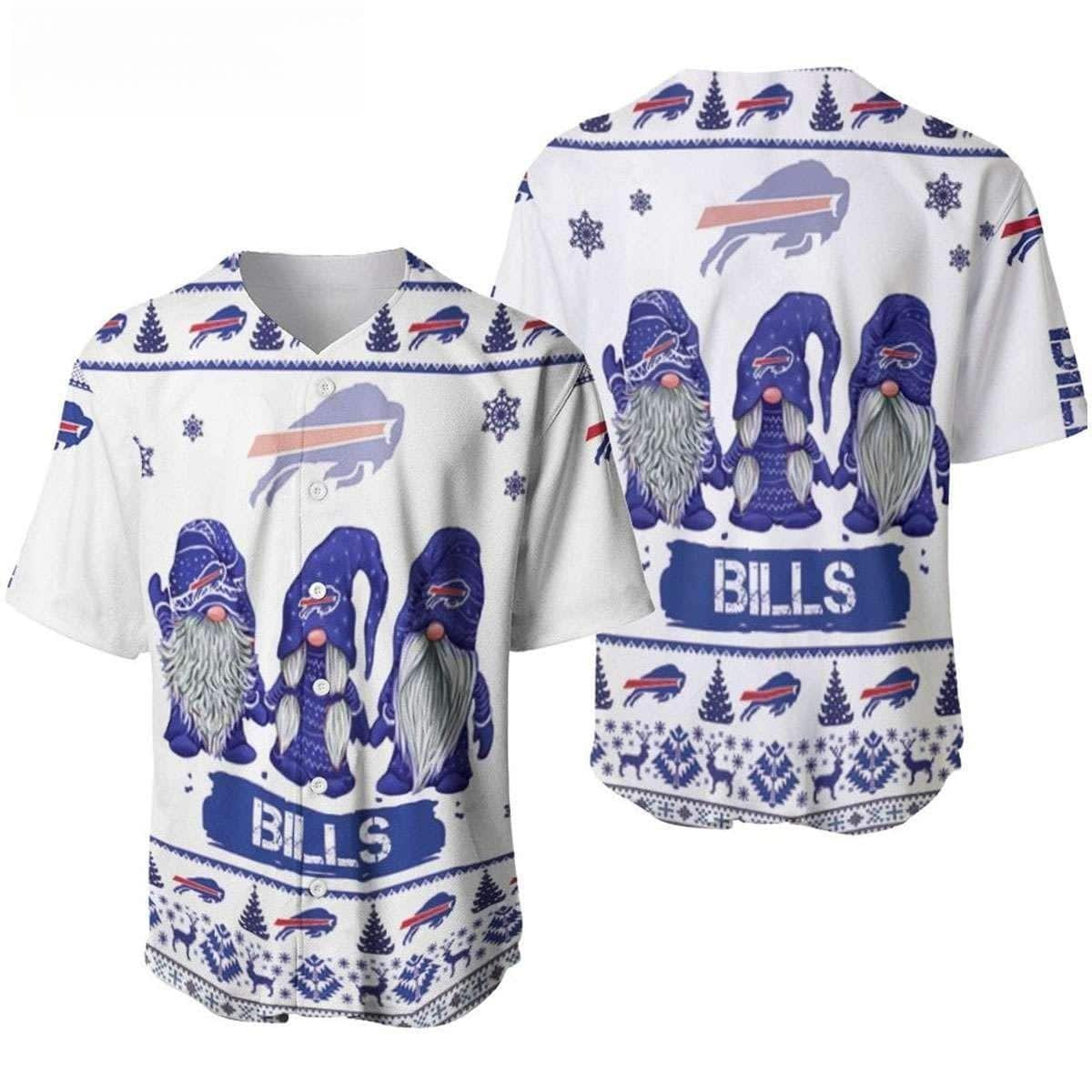 Christmas Gnomes NFL Buffalo Bills Baseball Jersey