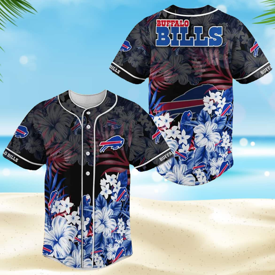 NFL Buffalo Bills Baseball Jersey Tropical Flower Pattern Gift For Best Friend