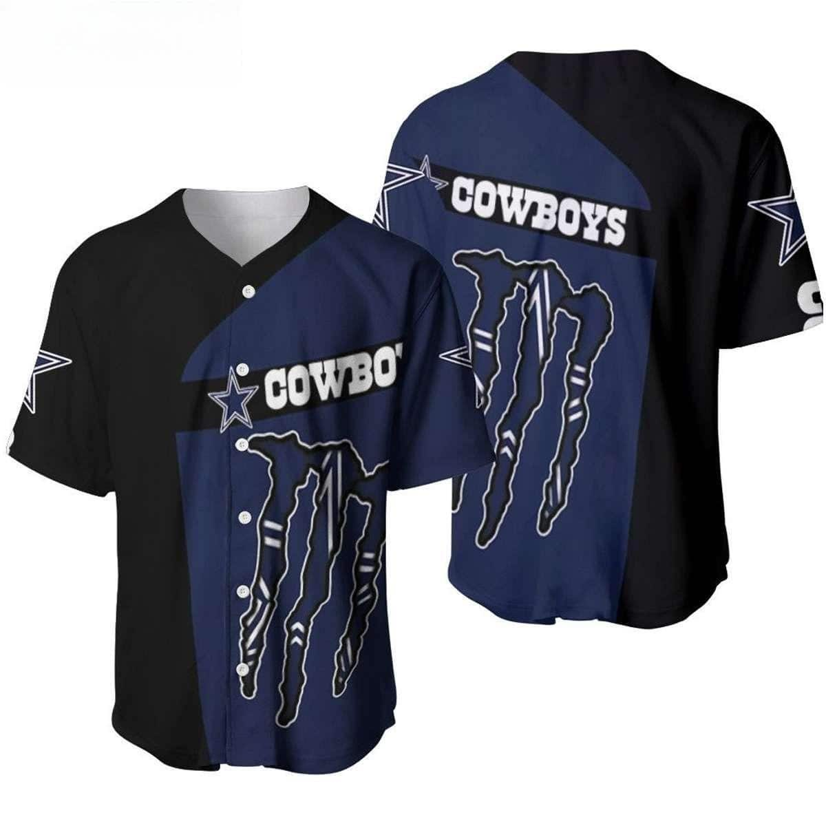 NFL Dallas Cowboys Baseball Jersey Monster Energy Sports Gift For Him