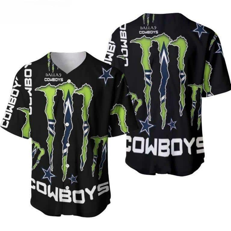 NFL Dallas Cowboys Baseball Jersey Monster Energy Logo Gift For Football Fans