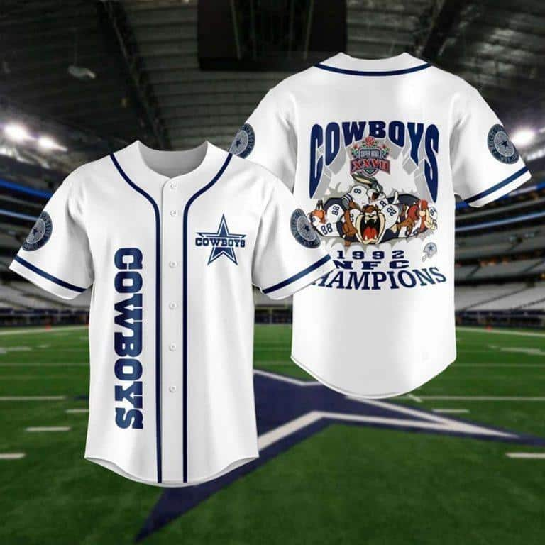 White Dallas Cowboys Baseball Jersey 1992 NFL Champions