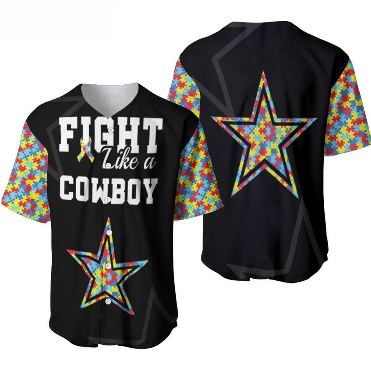 Fight Like A NFL Dallas Cowboys Baseball Jersey Autism Support