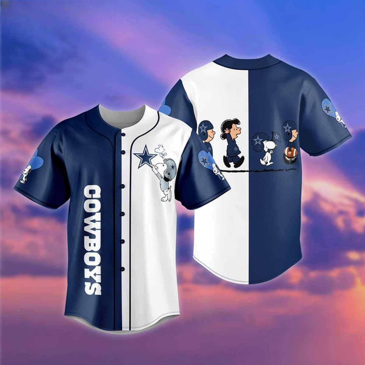 Cool Snoopy And Friends NFL Dallas Cowboys Baseball Jersey