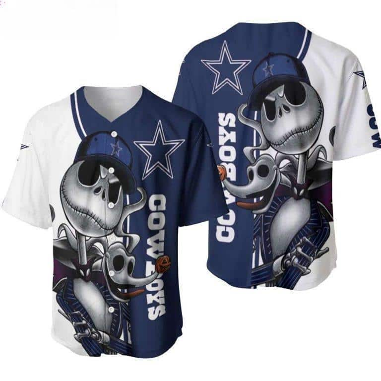 Jack Skellington And Zero NFL Dallas Cowboys Baseball Jersey Football Gift For Men