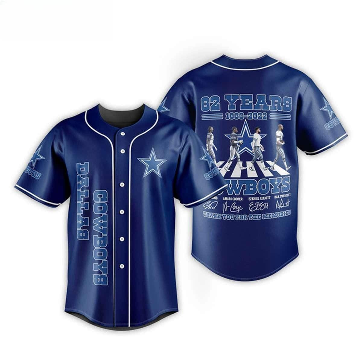 NFL Dallas Cowboys Baseball Jersey 62 Years Thank You For The Memories