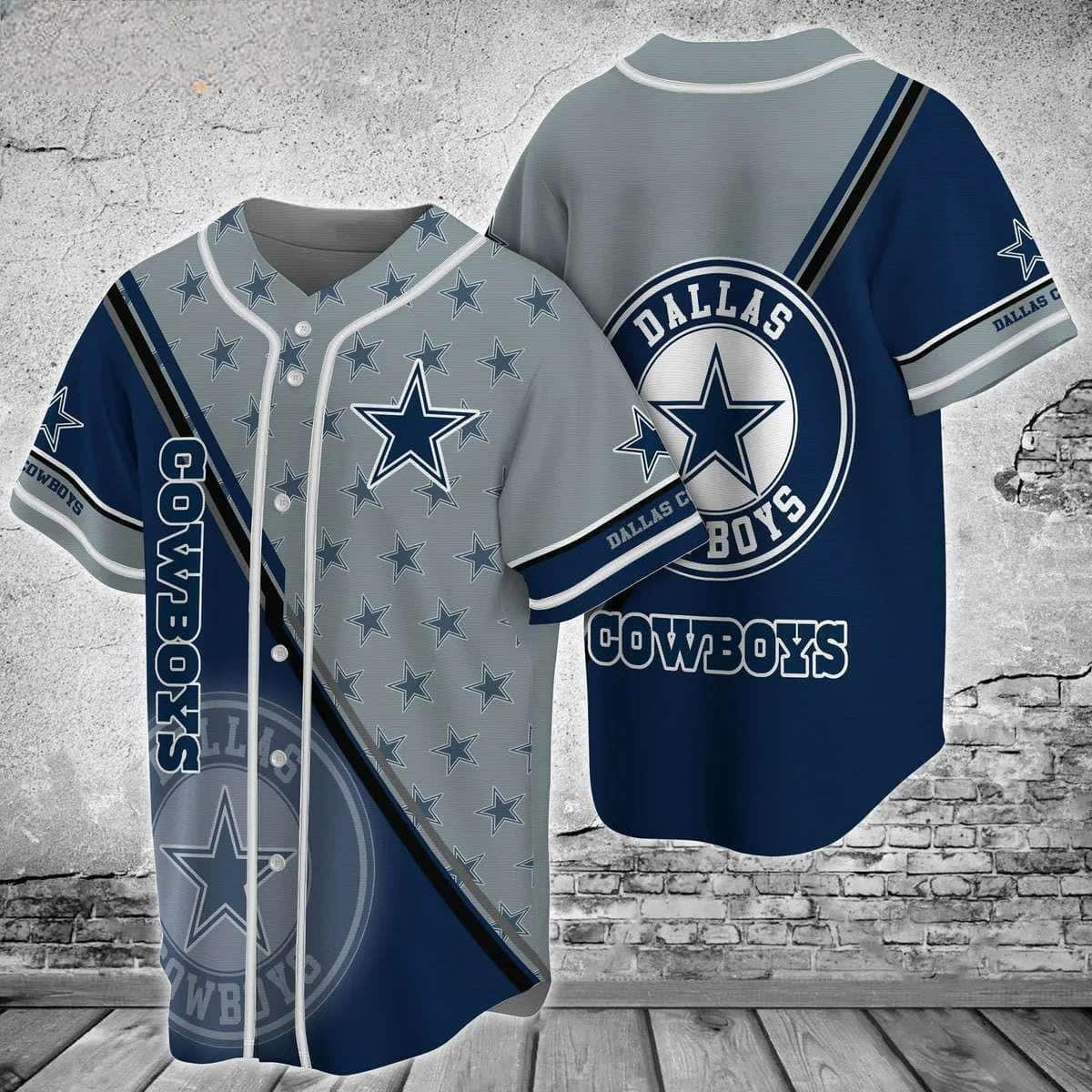 NFL Dallas Cowboys Baseball Jersey Logo Cowboys Pattern Gift For Football Fans