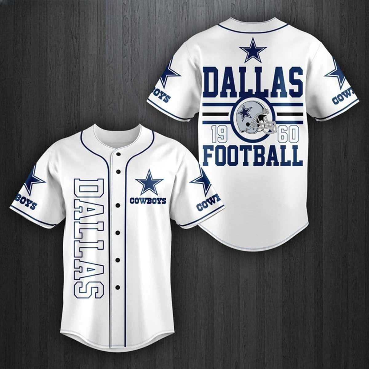 White NFL Dallas Cowboys Baseball Jersey Gift For Football Fans