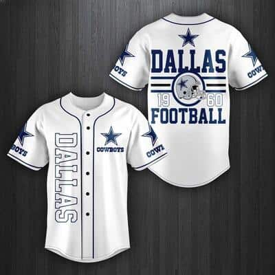 White NFL Dallas Cowboys Baseball Jersey Gift For Football Fans White NFL Dallas Cowboys Baseball Jersey Gift For Football Fans