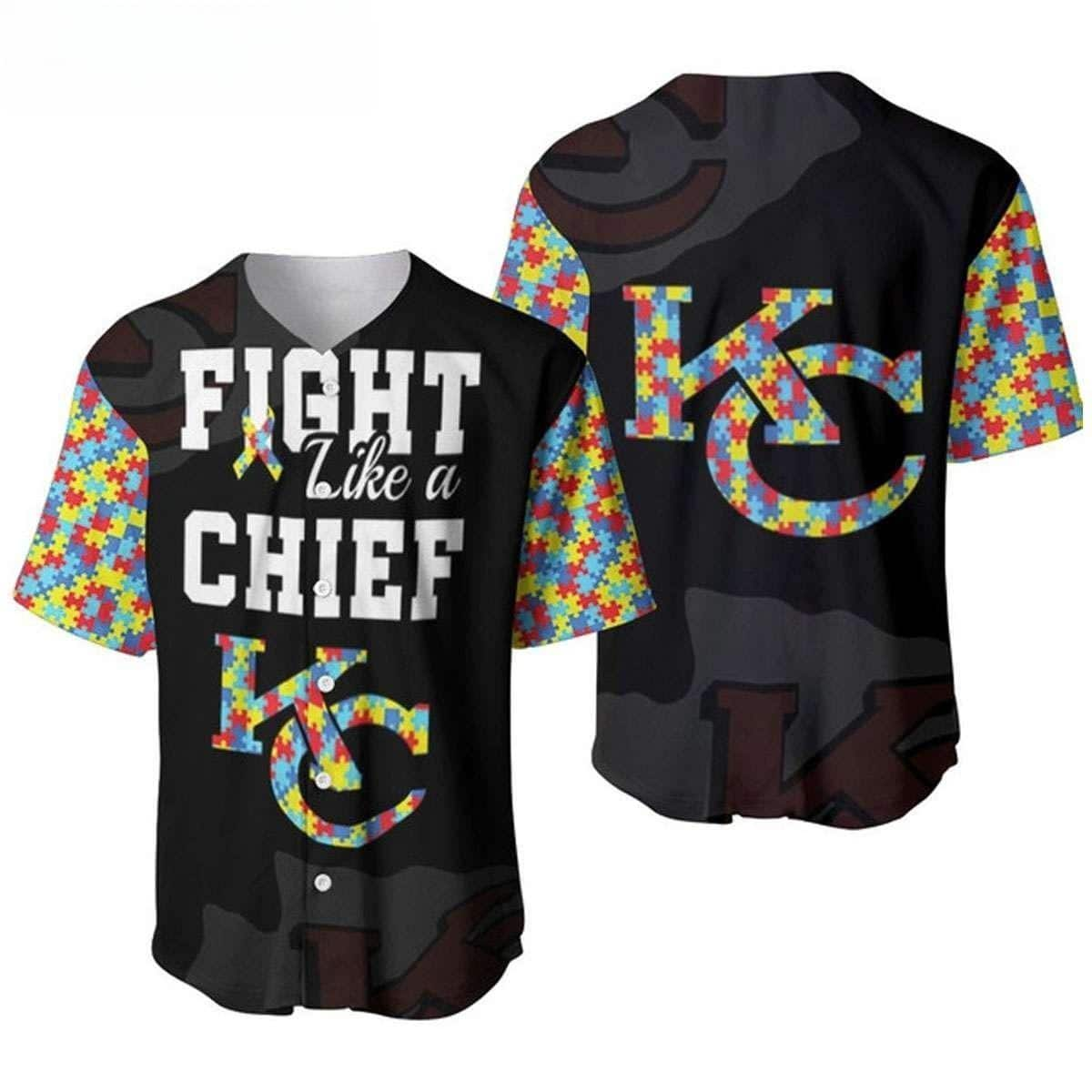 Fight Like A NFL Kansas City Chiefs Baseball Jersey Gift For Football Fans