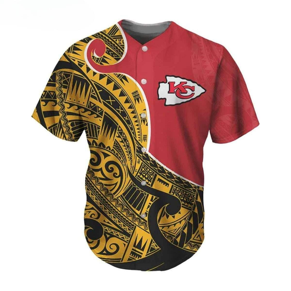 NFL Kansas City Chiefs Baseball Jersey Tribal Pattern Sports Gift For Him