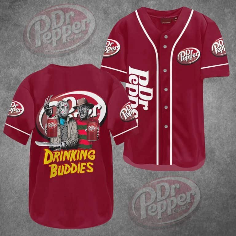 Jason Voorhees And Freddy Krueger Drinking Buddies Dr Pepper Beer Baseball Jersey